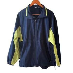 Starter Windbreaker Jacket Full Zipper Front Navy and Lime Men's Size Medium